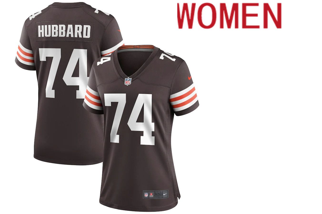 Women Cleveland Browns 74 Chris Hubbard Nike Brown Game NFL Jersey